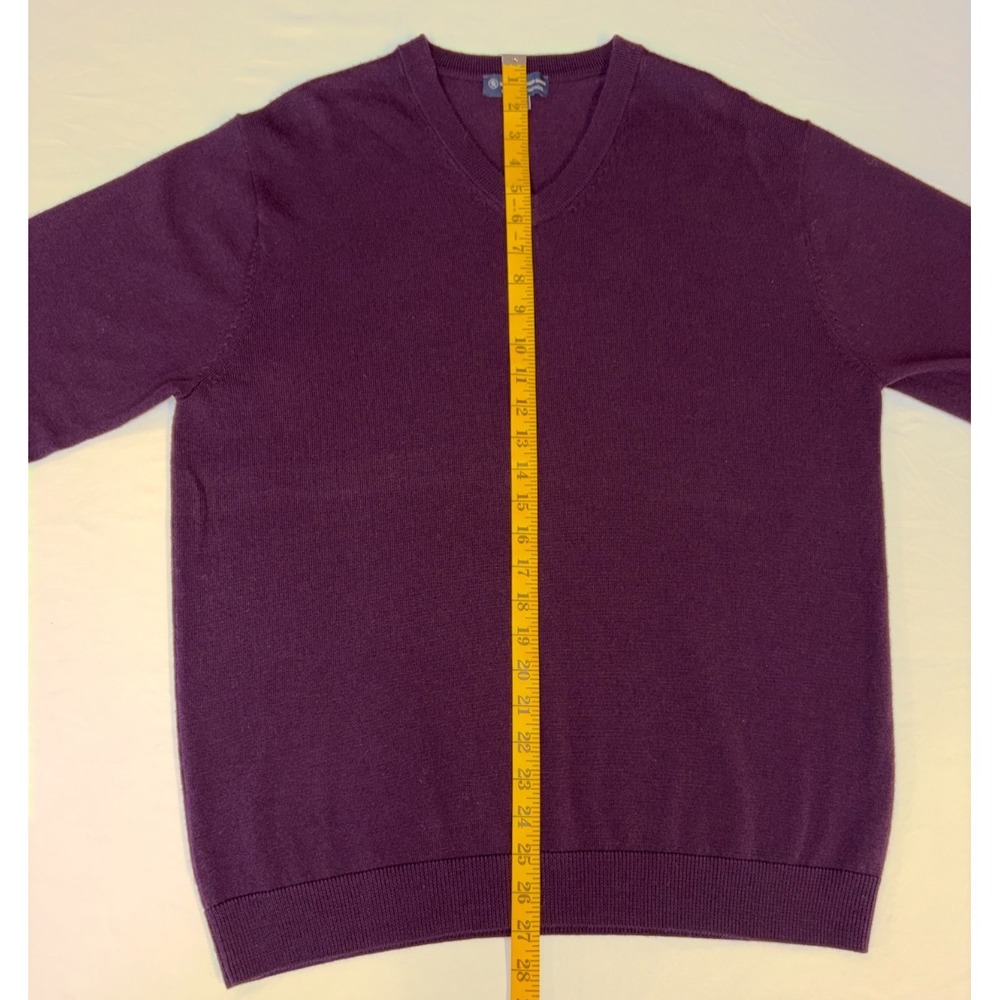 Hart Schaffner Marx Sweater Mens Large Purple Extra Fine Merino Wool V Neck - Picture 9 of 10